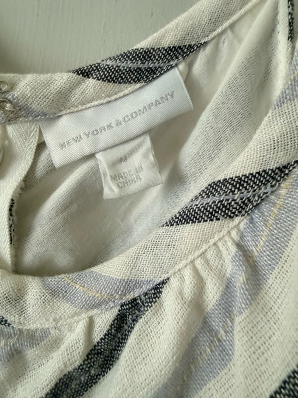 NY & Co. Striped A-Line Midi Dress in White and Gray - Picture 4 of 5